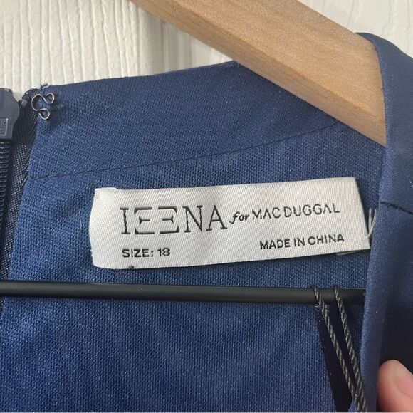 NWT Mac Duggal Women's Ieena High Neck Cap Sleeve Tea Length Dress sz 18 - Picture 8 of 10